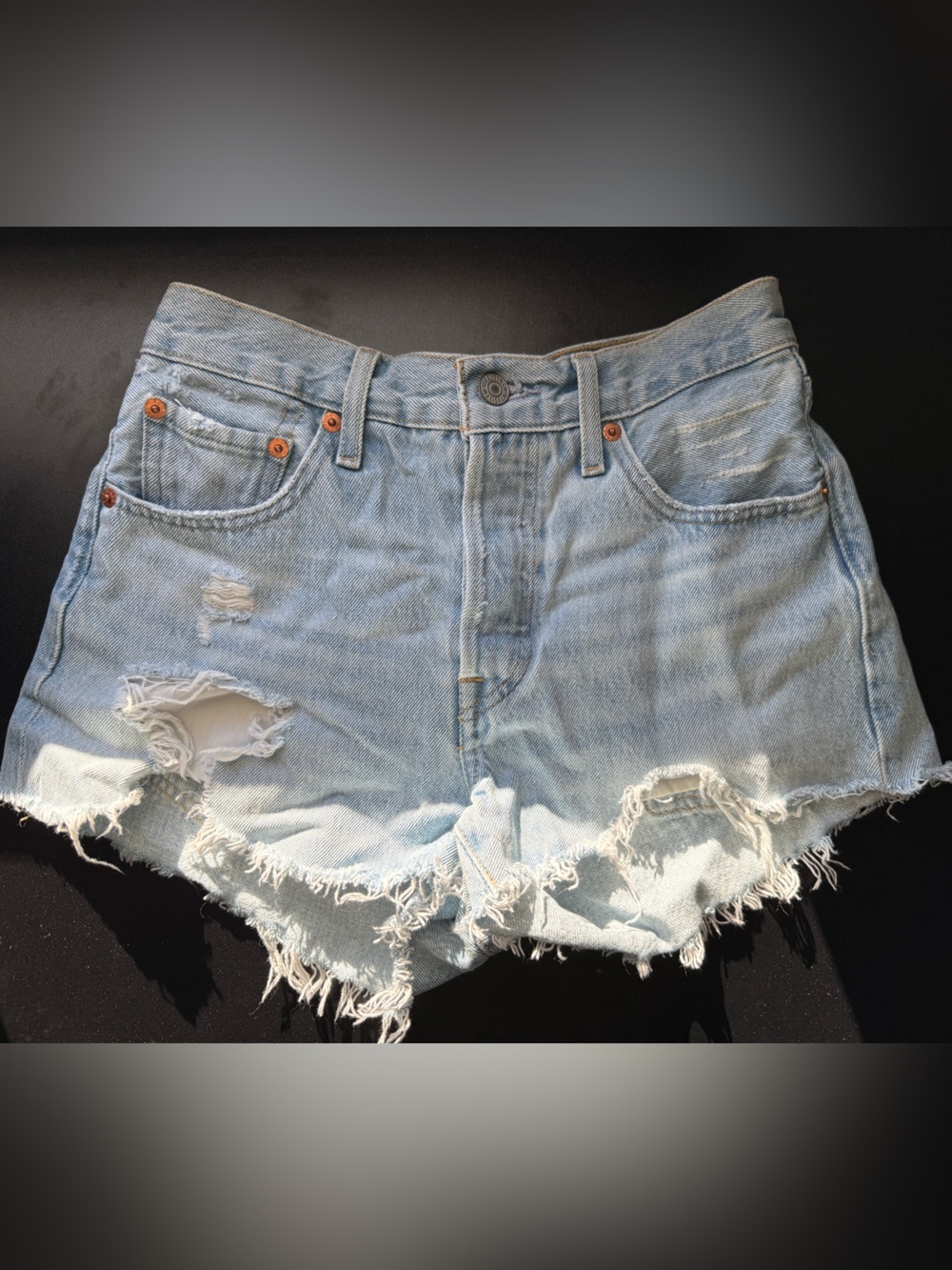 Levi's Light Wash Distressed Denim Cutoff Shorts